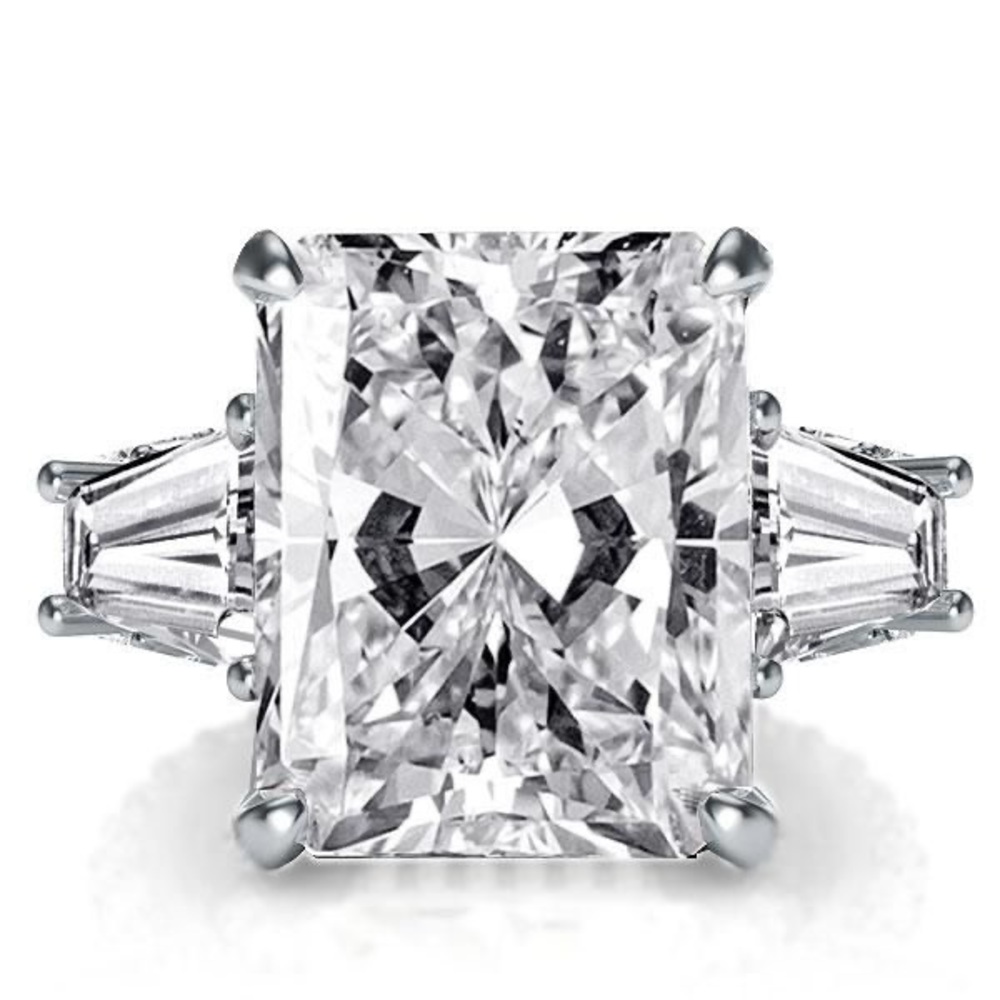 Italo Radiant Cut Unique Engagement Ring Eternity Ring 925 Sterling Silver - Picture 2 of 13